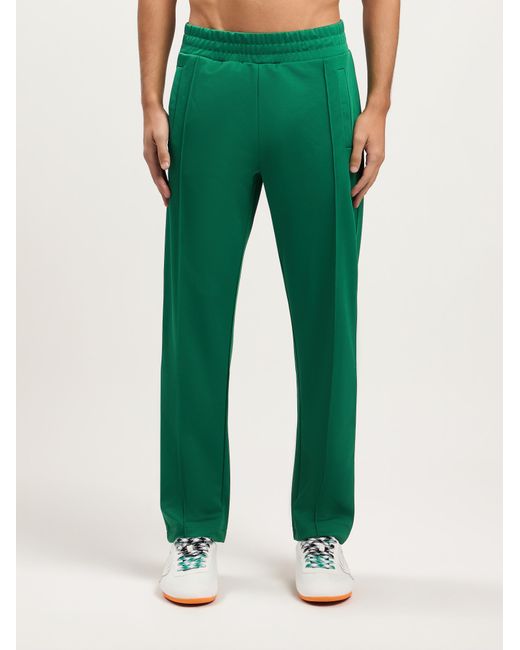 Palm Angels Green Back Curved Logo Track Pants for men