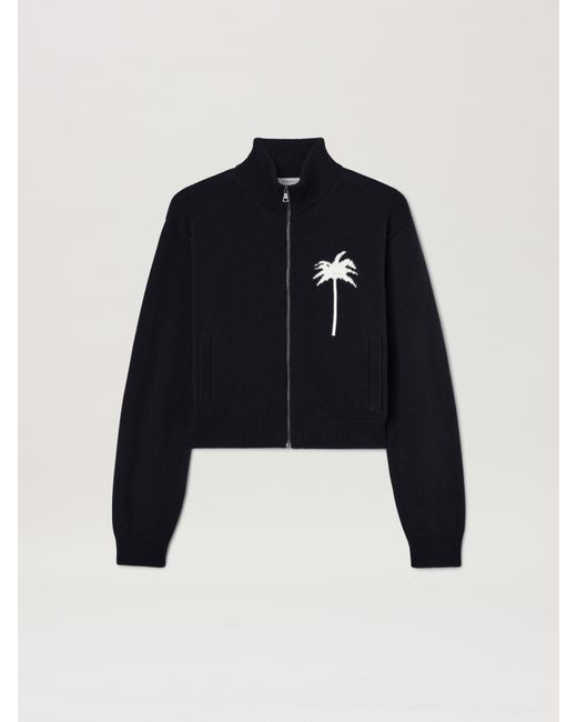 Palm Angels Blue Palm Inlay Track Knit Jacket