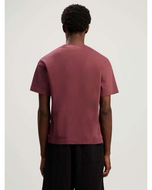 Palm Angels Red Neck Logo Regular T-Shirt Burgundy for men