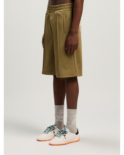 Palm Angels Natural Back Curved Logo Track Shorts Army for men