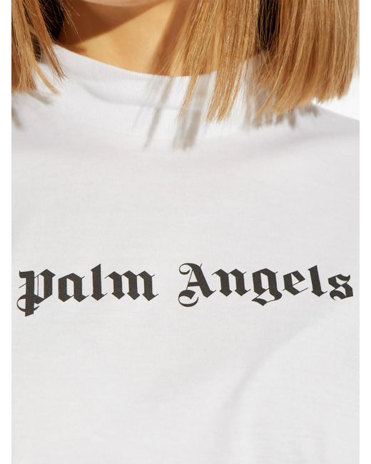Palm Angels Natural Classic Logo Cropped T-Shirt
