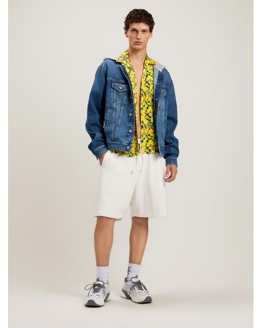 Palm Angels Blue Curved Logo Denim Jacket for men
