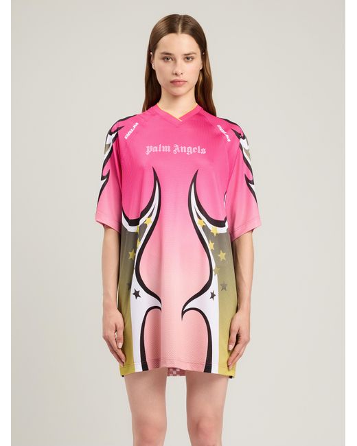 Palm Angels Pink Racing T-Shirt Dress