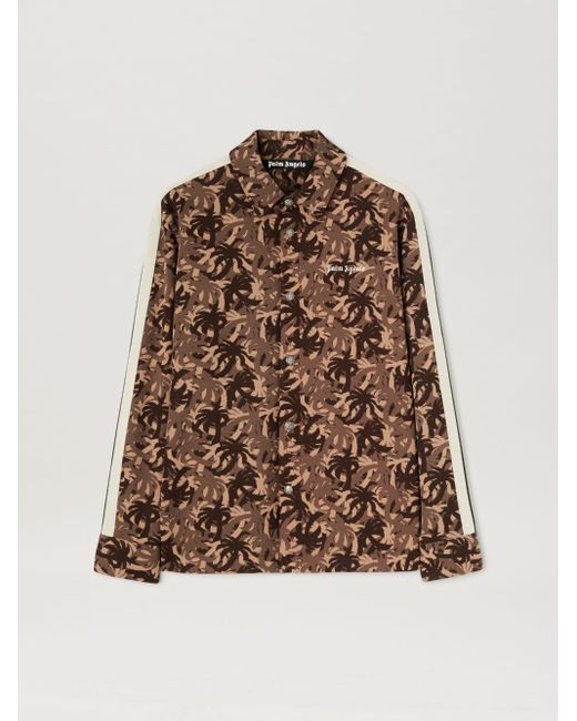 Palm Angels Brown Palms Camo Track Shirt for men