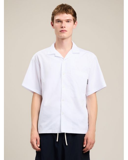Palm Angels White Back Curved Logo Bowling Shirt for men