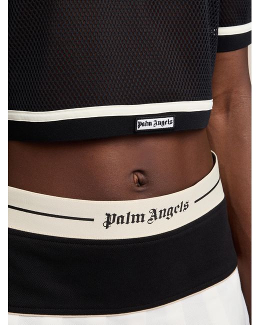 Palm Angels Blue Logo Mesh Cropped Top