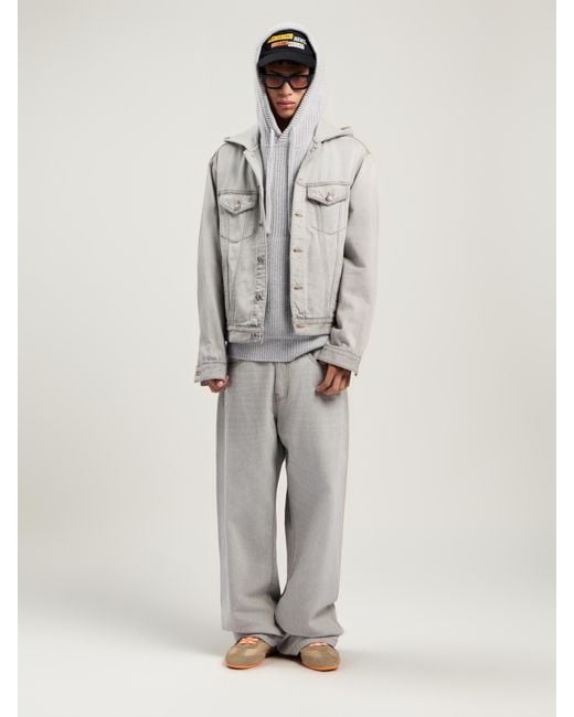 Palm Angels White Curved Logo Denim Jacket Light for men