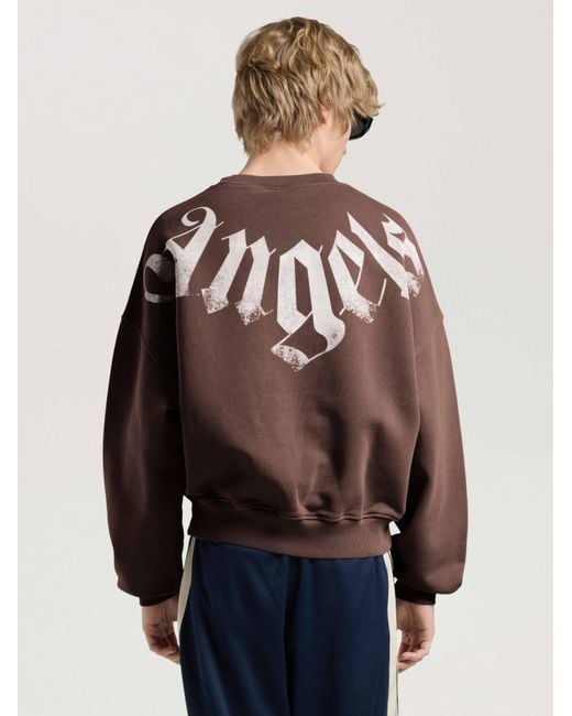 Palm Angels Brown Big Neck Logo Loose Sweatshirt for men