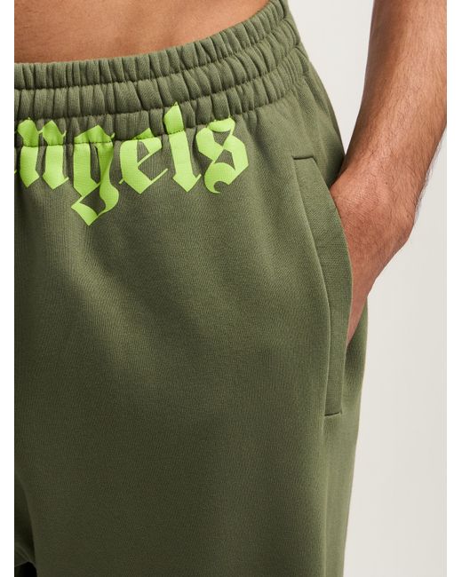 Palm Angels Green Waist Logo Sweatpants for men