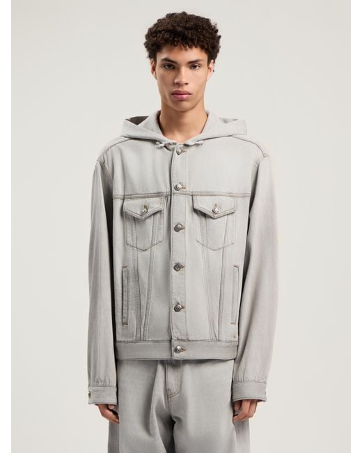 Palm Angels White Curved Logo Denim Jacket Light for men