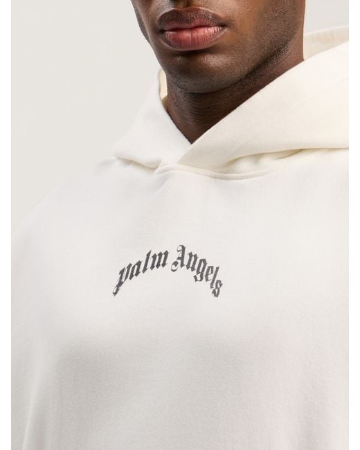 Palm Angels Natural Back Curved Logo Loose Hoodie Off for men