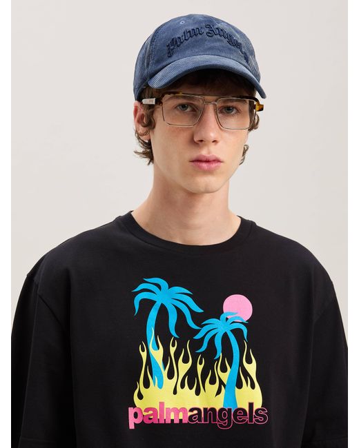 Palm Angels Blue Burning Oasis T-Shirt for men