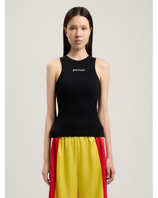 Palm Angels Black Classic Logo Fitted Tank Top