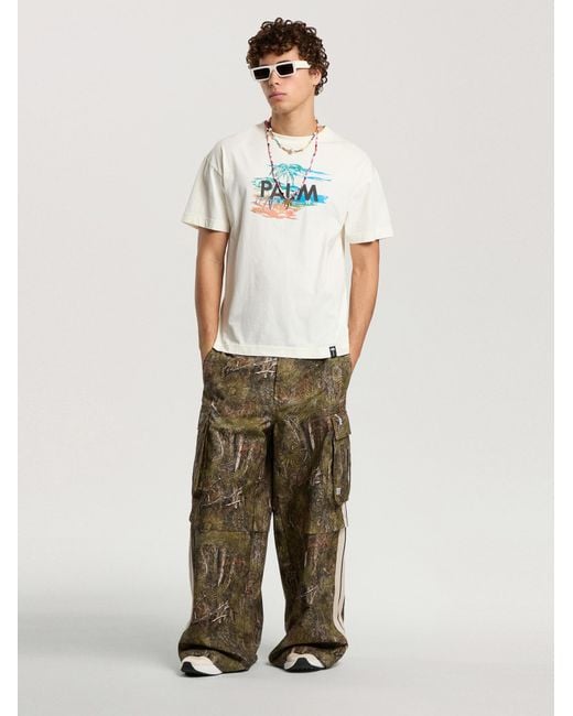 Palm Angels White Palm Island Regular T-Shirt Off for men