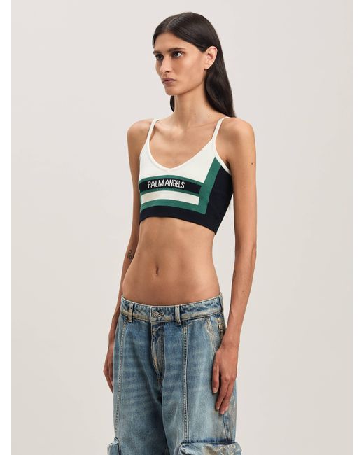 Palm Angels Blue Cb Racing Knit Top