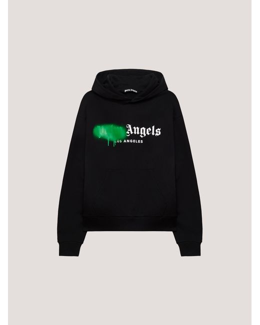 Palm Angels Black Spray City Los Angeles Hoodie for men