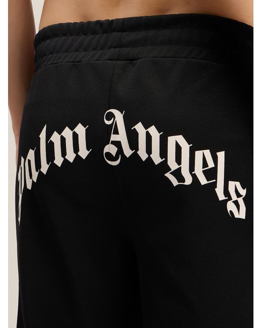 Palm Angels Black Back Curved Logo Track Pants for men