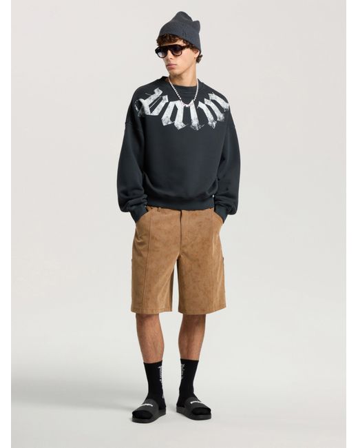 Palm Angels Black Big Neck Logo Loose Sweatshirt for men