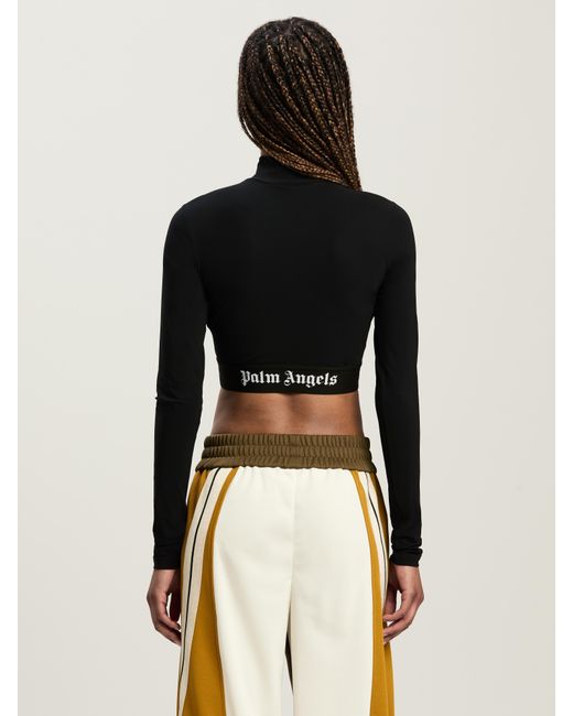 Palm Angels Black Classic Logo Mockneck Top