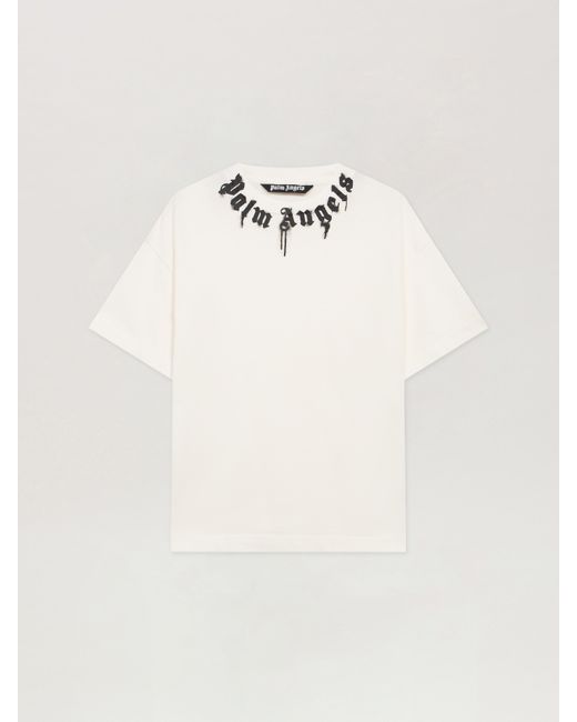 Palm Angels Natural Curved Logo T-Shirt Off for men