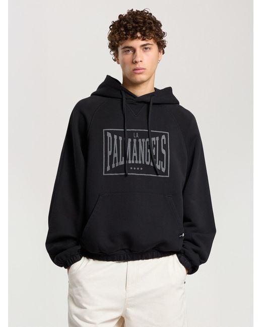 Palm Angels Black Vintage Box Logo Loose Hoodie for men