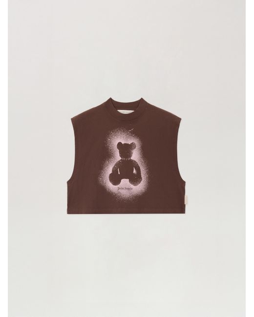 Palm Angels Brown Spray Bear Boxy Tank Top