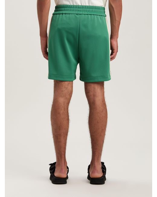 Palm Angels Green Embroidered Logo Track Shorts Forest for men