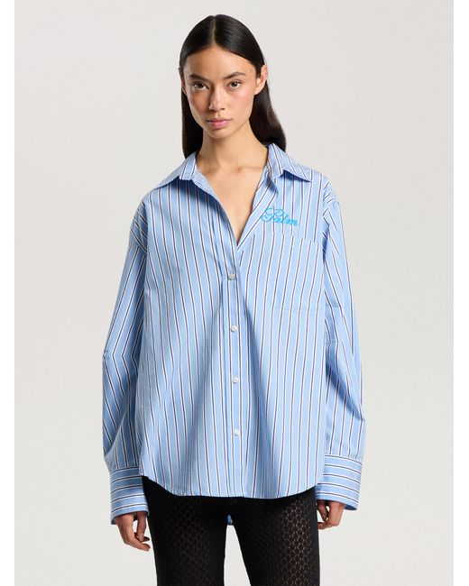 Palm Angels Blue Palm Sway Oversized Shirt Medium