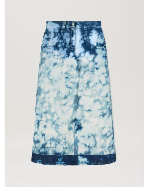 Palm Angels Blue Denim Long Skirt