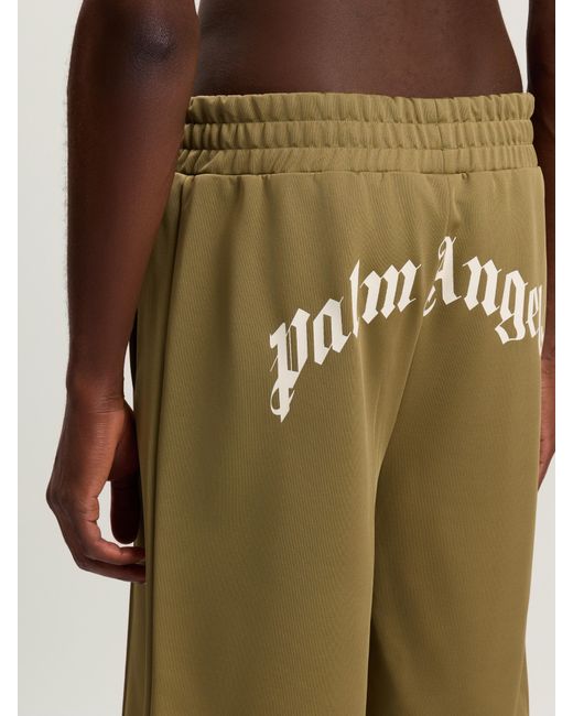 Palm Angels Natural Back Curved Logo Track Shorts Army for men