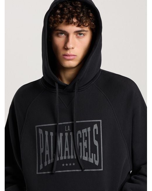 Palm Angels Black Vintage Box Logo Loose Hoodie for men
