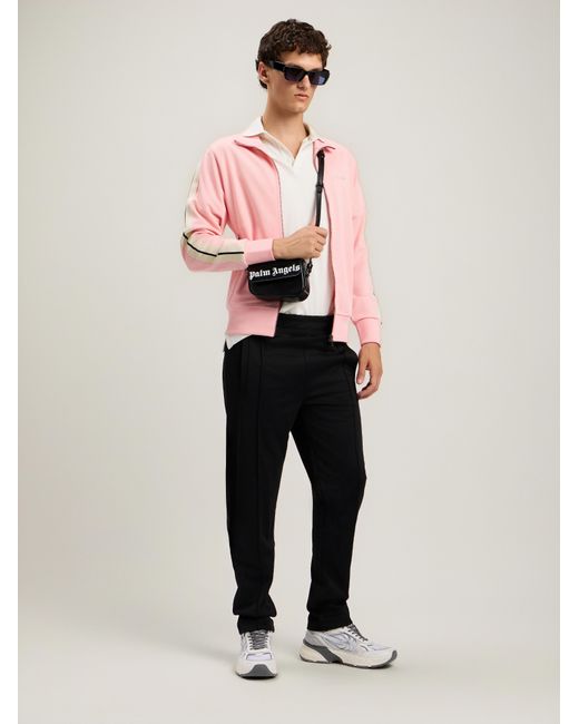 Palm Angels Black Back Curved Logo Track Pants for men