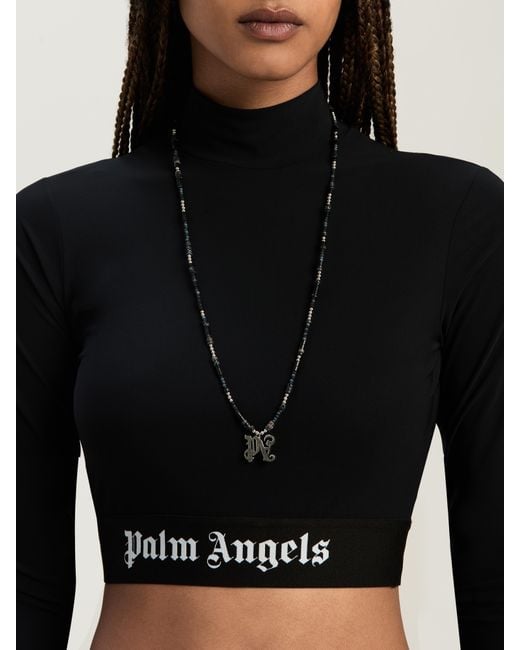 Palm Angels Black Classic Logo Mockneck Top