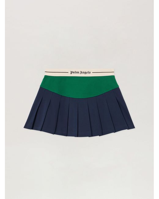 Palm Angels Green Classic Logo Pleated Skirt
