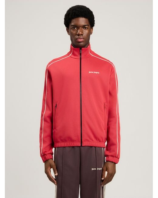 Palm Angels Red Classic Logo Vintage Track Jacket for men