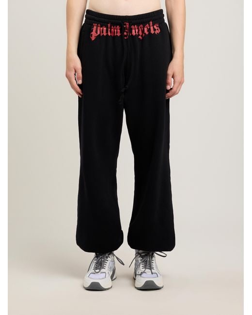Palm Angels Black Waist Logo Sweatpants for men