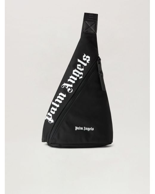 Palm Angels Black Curved Logo Shoulder Bag for men