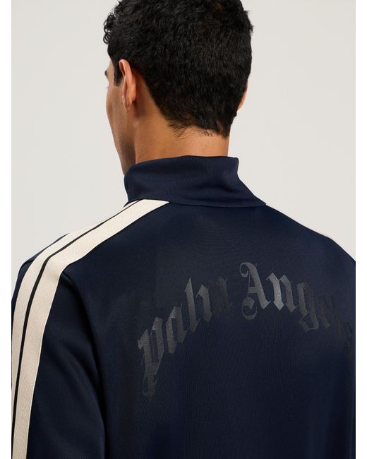 Palm Angels Blue Curved Logo Track Jacket Dark for men
