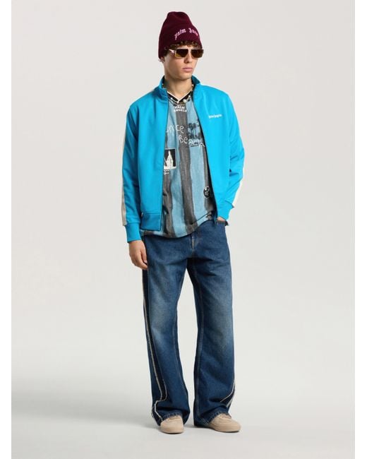 Palm Angels Blue Classic Logo Track Jacket Medium for men