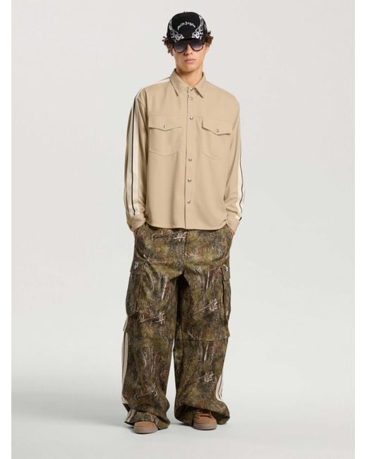 Palm Angels Natural Logo 90' Track Jacket Shirt Kaki for men