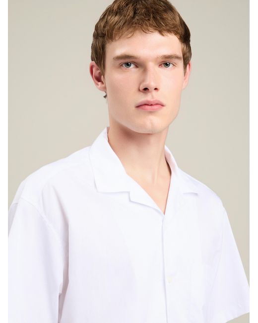 Palm Angels White Back Curved Logo Bowling Shirt for men