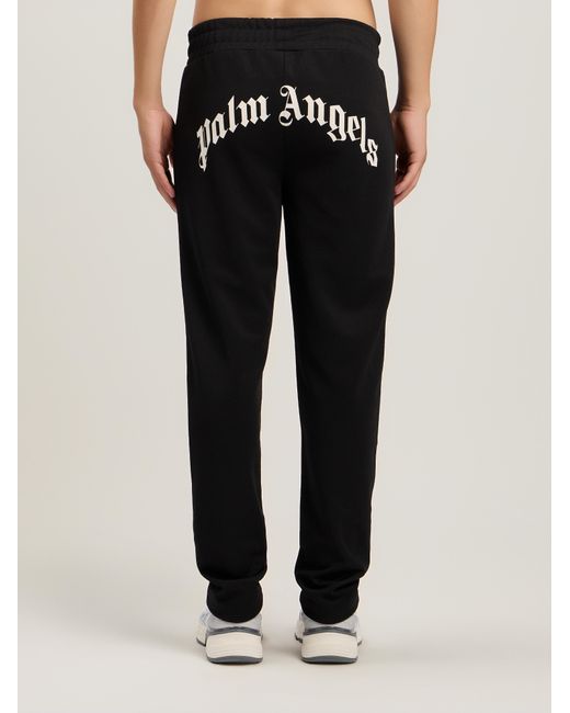 Palm Angels Black Back Curved Logo Track Pants for men