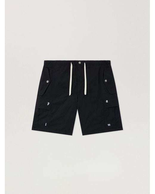 Palm Angels Black Palm Type Loose Cargo Shorts for men