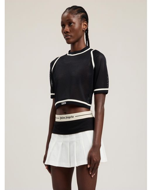 Palm Angels Blue Logo Mesh Cropped Top