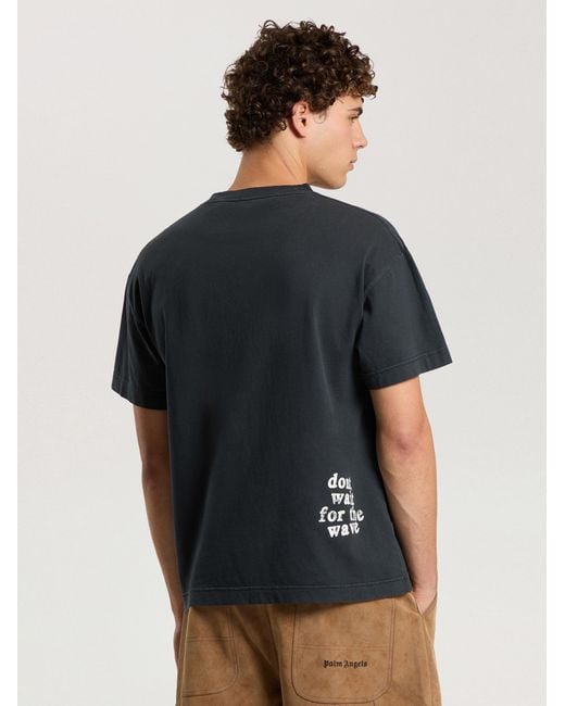 Palm Angels Black Surf Boy Regular T-Shirt Anthracite for men