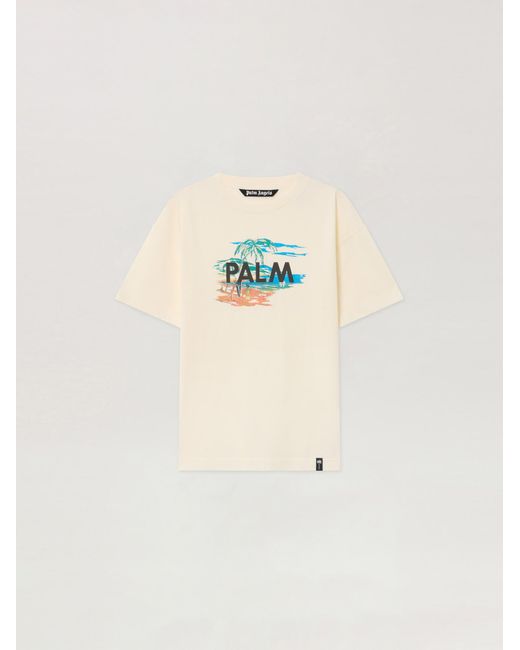 Palm Angels White Palm Island Regular T-Shirt Off for men