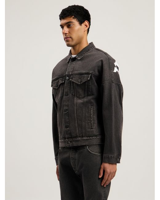 Palm Angels White Back Logo Over Denim Jkt for men