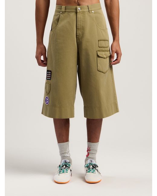 Palm Angels Natural Military Patch Bermuda Shorts Army for men
