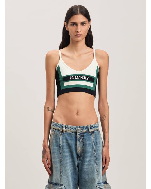 Palm Angels Blue Cb Racing Knit Top