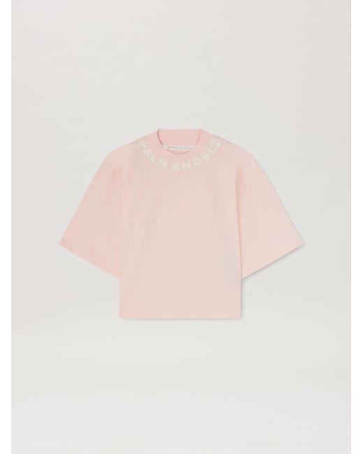 Palm Angels Logo Cropped T-shirt Pink